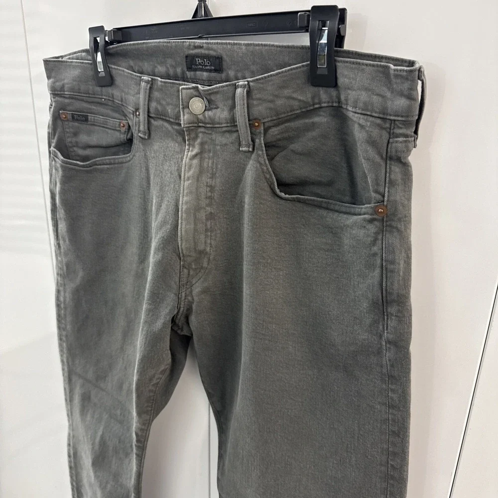 Polo Ralph Lauren Varick Slim Straight Jeans Mens 35x30 Gray Denim